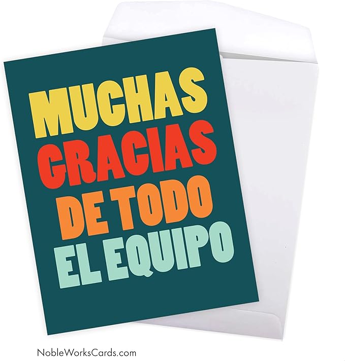 NobleWorks - Large Group Thank You Card in Spanish (8.5 x 11 Inch) Gratitude, Appreciation Gift - Big Thanks From The Team-Spanish J6884TYG-SL-US
