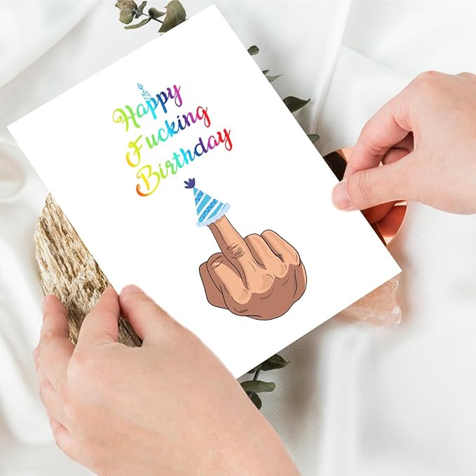 UUEFKTN Naughty Middle Finger Birthday Card, Funny Birthday Cards Gift for Husband Wife Boyfriend Girlfriend's Birthday, Inappropriate Birthday Card for Men Women Him Her