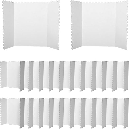 24 Pcs Foldable Presentation Boards,24x36 Inch Tri-Fold Poster Display Boards with A4 Colored Cardboard for Business Exhibits,School Projects and Photo Displays