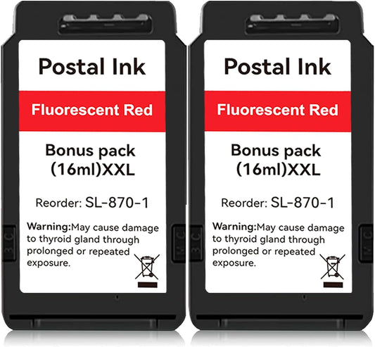 2-Pack SL-870-1 XXL Red Ink Cartridge High Capacity Compatible for SL870-1 SL8701 Fluorescent Red Ink Replacement for The PB N e w SendPro Mailstation Postage Machines (CSD1)
