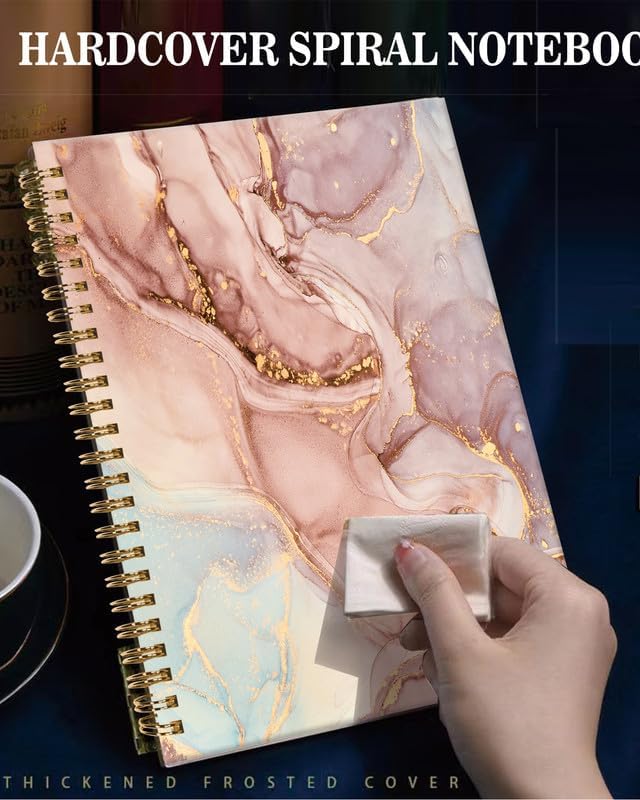 Spiral Journal Notebook,A5 Hardcover Lined Journals for Women Girl 6 x 8.3 in,120 Pages Thick Paper,Cute College Ruled Writing Notebook for Gifts Office Work School(Light Pink Marble)