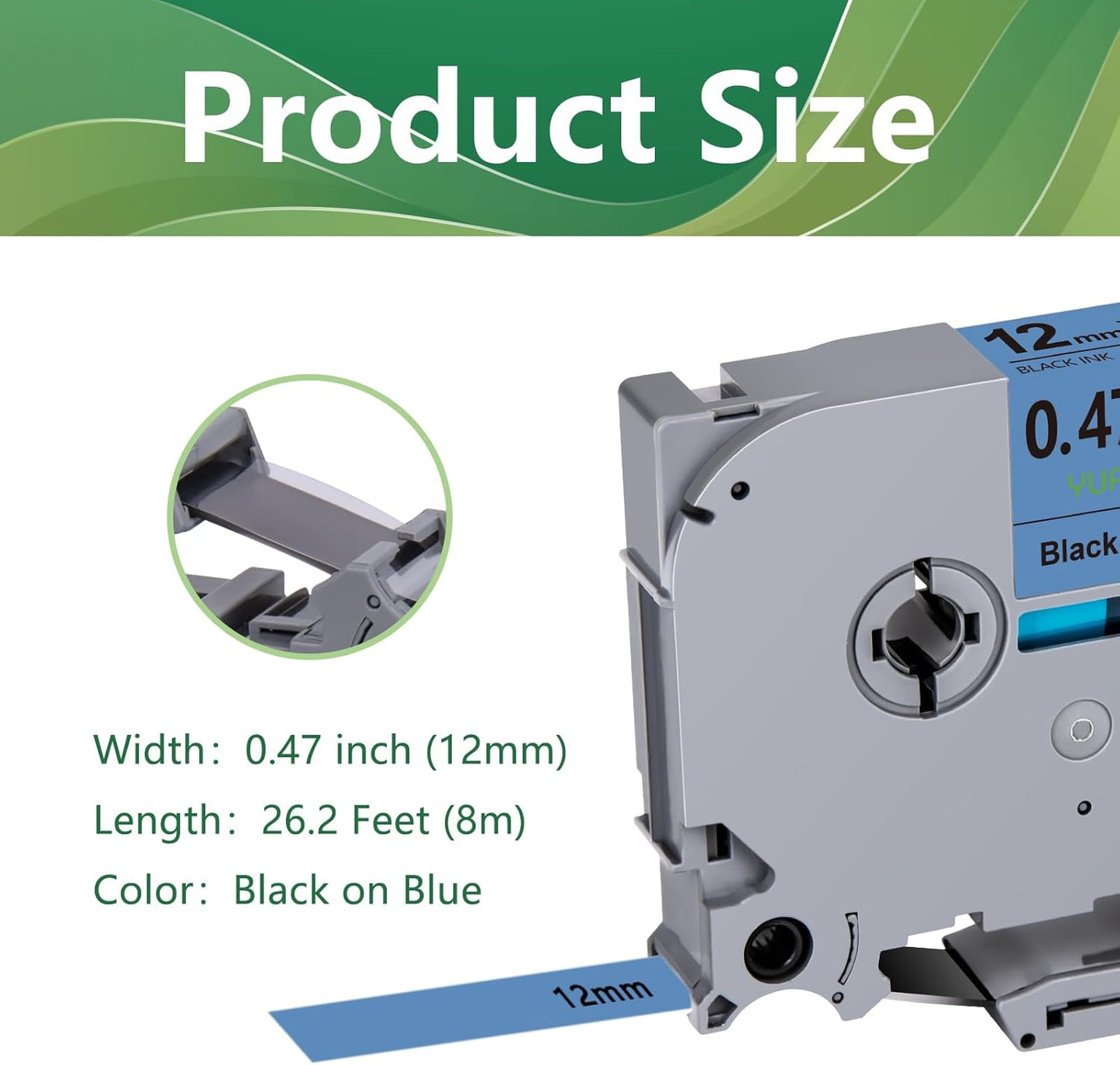 TZe-531 12mm TZe TZ Blue Tape Compatible with Brother P Touch Label Maker Tape TZ-531 TZe531 TZ531 Label Tape 12mm 0.47 Laminated Black on Blue for PT D200 D210 D220 D400 Cube, 3-Pack