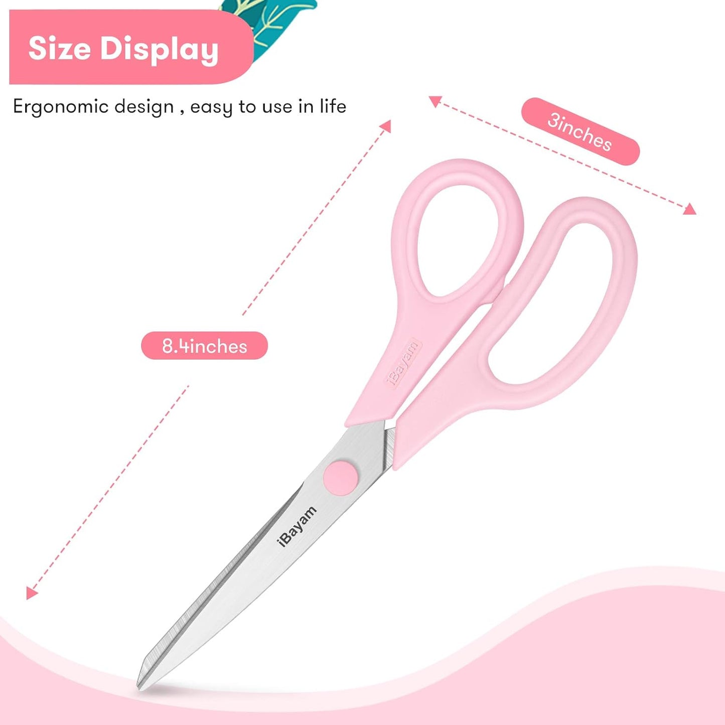 Scissors, iBayam 8" All Purpose Scissors Bulk 3-Pack, Ultra Sharp 2.5mm Thick Blade Shears Comfort-Grip for Office Desk Accessories Sewing Fabric Home Craft School Supplies, Right/Left Handed