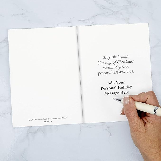 Current Wreath in Snow Personalized Christmas Cards with Envelopes - Set of 18 Large 5 x 7-Inch Folded Cards, Faith Themed Holiday Card Value Pack