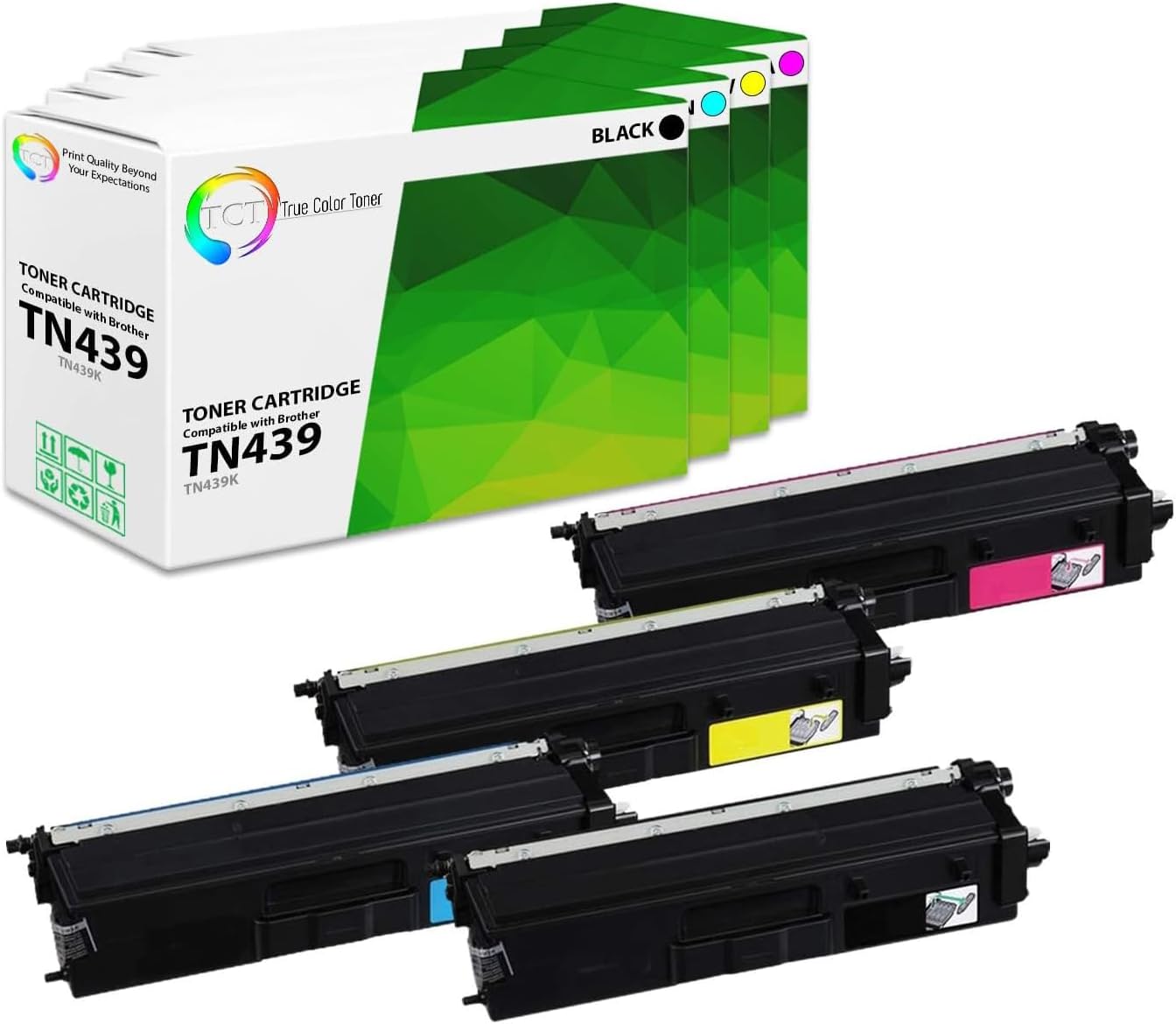 TCT TN439 Toner Cartridge 4 Pack - Premium Compatible Replacement for Brother TN439 TN-439 Ultra High Yield Works with Brother HL-L8360CDW L8360CDWT MFC-L8900CDW L9570CDW Printers (B C M Y)