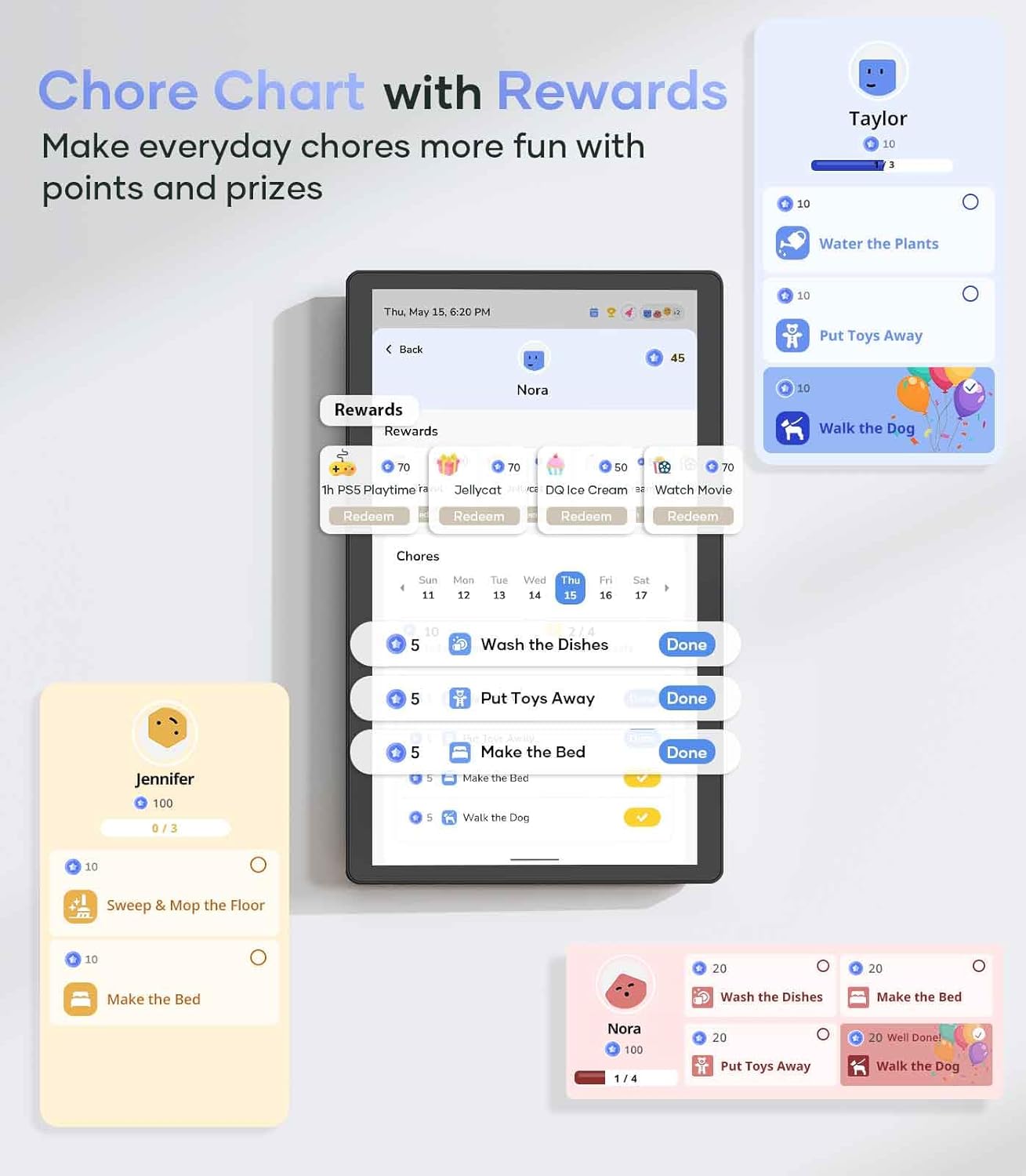 Digital Calendar 15.6'' Wall Touch Screen Chore Chart Customize Dashboard Smart Electronic Calendar Digital for Family Meal Planner Support All Google Play App with Stand Wall Mount Black