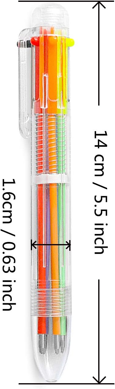 Hutou 24 Pack 0.5mm 6-in-1 Multicolor Ballpoint Pen 6 Colors Retractable Ballpoint Pens for Office School Supplies Students Children Gift, Kids Party Favors Pen(24 Pack)