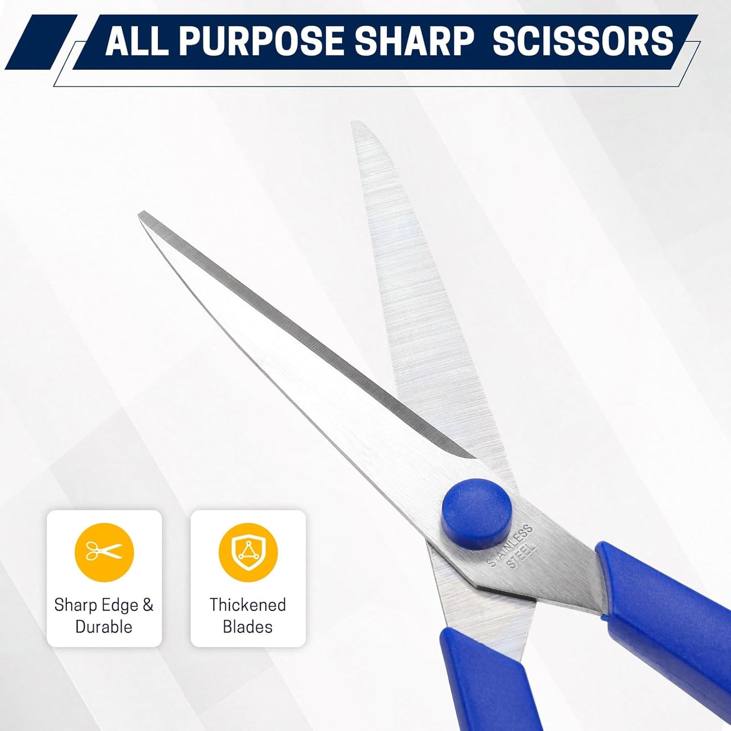 36 Packs 8" Multipurpose Scissors, Ultra Sharp Blade Shears, Comfort-Grip Handles, Sturdy Sharp Scissors for Office Home School Sewing Fabric Craft Supplies, Right/Left Handed