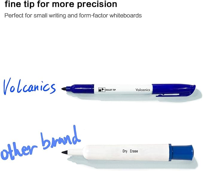 Volcanics Blue Dry Erase Markers Low Odor Fine Whiteboard Markers Thin Box of 12