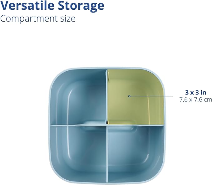 BLUE GINKGO Stackable Organizer Caddy – Korean-Made Portable Tote for Bathroom, Office, Crafts, or School Supplies (Square, Blue)