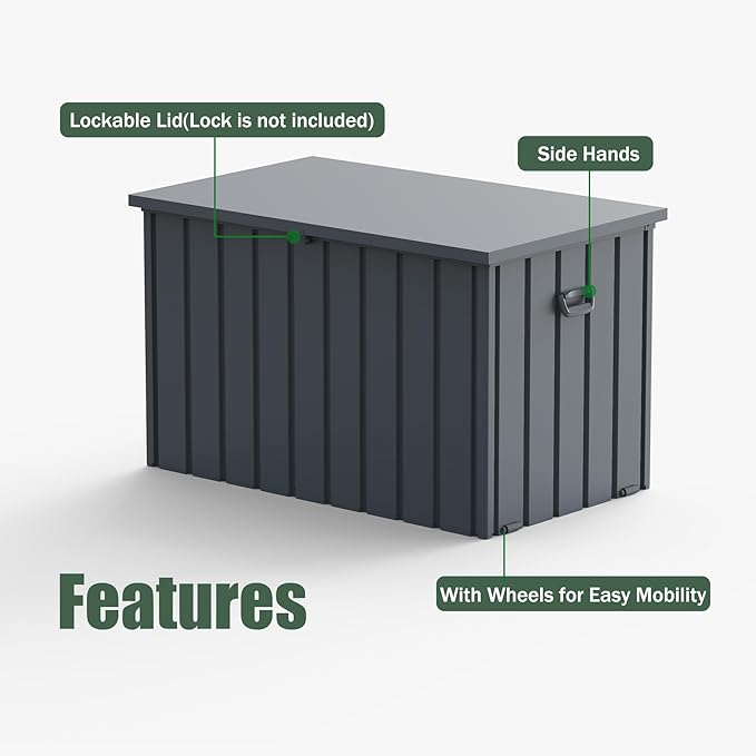 Domi Outdoor Storage Deck Box 120 Gallon, Outdoor Deck Box with Waterproof Storage Bag for Outside Cushions, Garden Tools and Pools Equipment, Gray