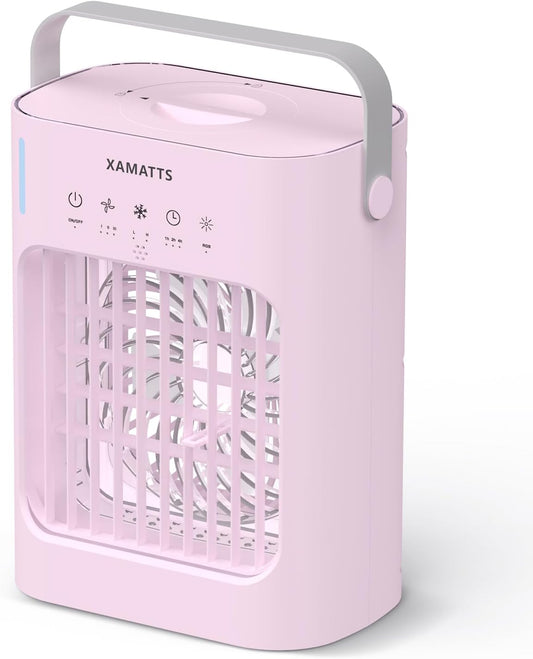 Portable Air Conditioners Cooling Fan, 3 Speeds Evaporative Mini Air Conditioner Portable, 700ml Portable AC Air Cooler, Personal Air Conditioner for Bedroom,Room,Office,Camping-Pink