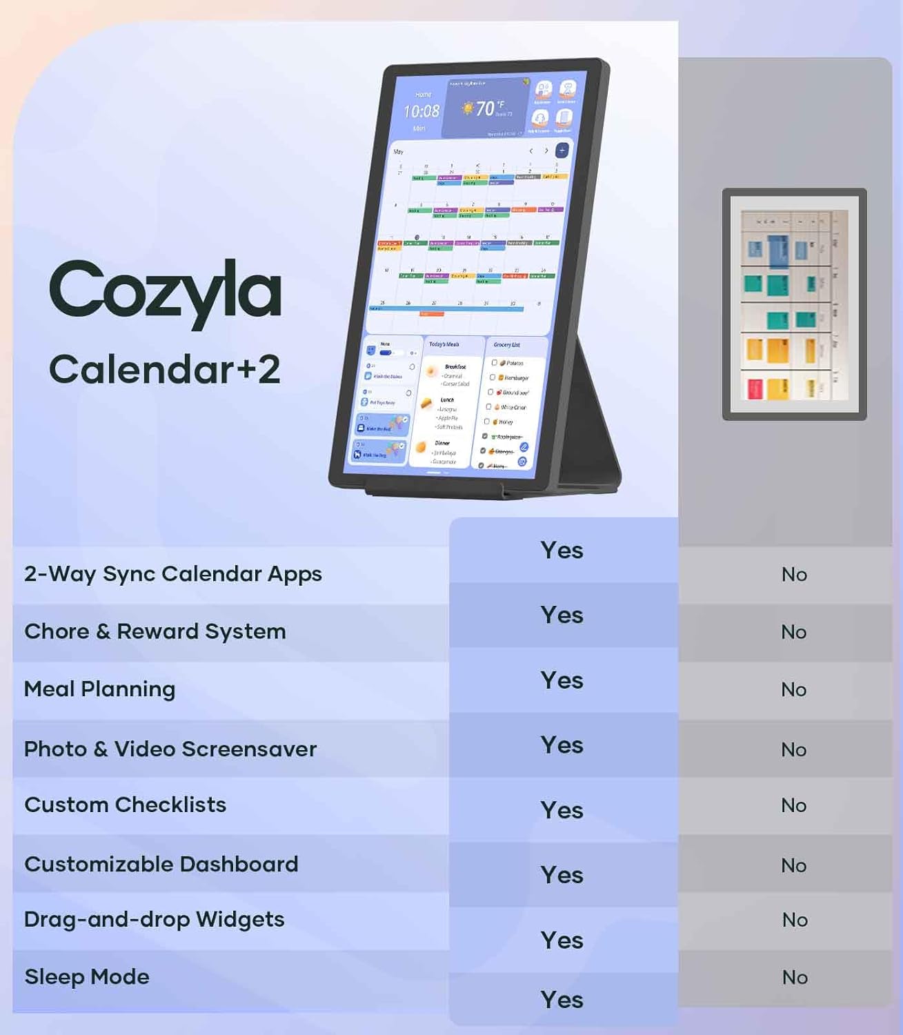 Digital Calendar 15.6'' Wall Touch Screen Chore Chart Customize Dashboard Smart Electronic Calendar Digital for Family Meal Planner Support All Google Play App with Stand Wall Mount Black