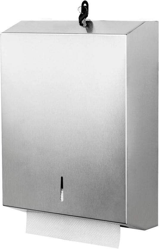 Paper Towel Dispenser Wall Mount Commercial, Fingerprint -Proof Paper Towel Holder for c-fold/Multi-fold/Tri-fold, Touchless Hand Towel Dispenser with Lock