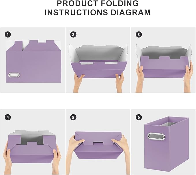 Oterri File Organizer, Small Storage Box, Cardboard File Folder Organizer, Collapsible File Box, Hanging File Organizer for Letter Size, Portable File Box, Only Box (Taro Purple,2 Packs)