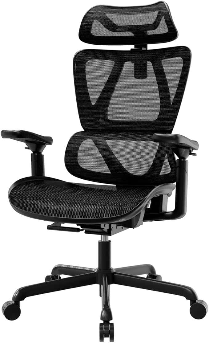 ELABEST T11 Ergonomic Office Chair,High Back Desk Chairs with Separate Lumbar Support,Magic Armrests,Adjustable Wide Headrest,Comfy Executive Computer Chair,Big and Tall Mesh Chair for Home Office