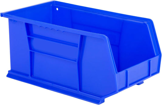 Hudson Exchange 15" x 8" x 7" (6 Pack) Plastic Stackable Storage Bin and Hanging Container, Blue