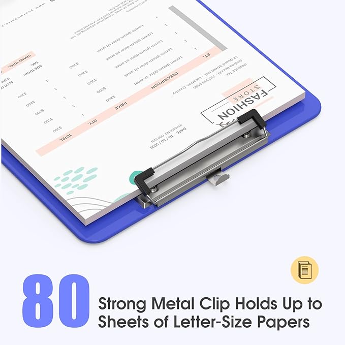 Plastic Clipboards 2 Pack, A4 Blues Clip Board 8.5x11 for Classroom, Students, Kid, Woman, Size 9" x 12.5" with Low Profile Clip, Office & School Supply