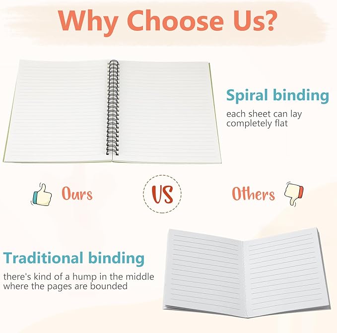 Fuutreo 24 Pcs Spiral Notebook for Work A5 8.3 x 5.7 Inch College Ruled Spiral Journal Notebook Kraft Cover, 12 Color, 60 Sheets, 120 Pages for Office School Supplies(Candy Color)