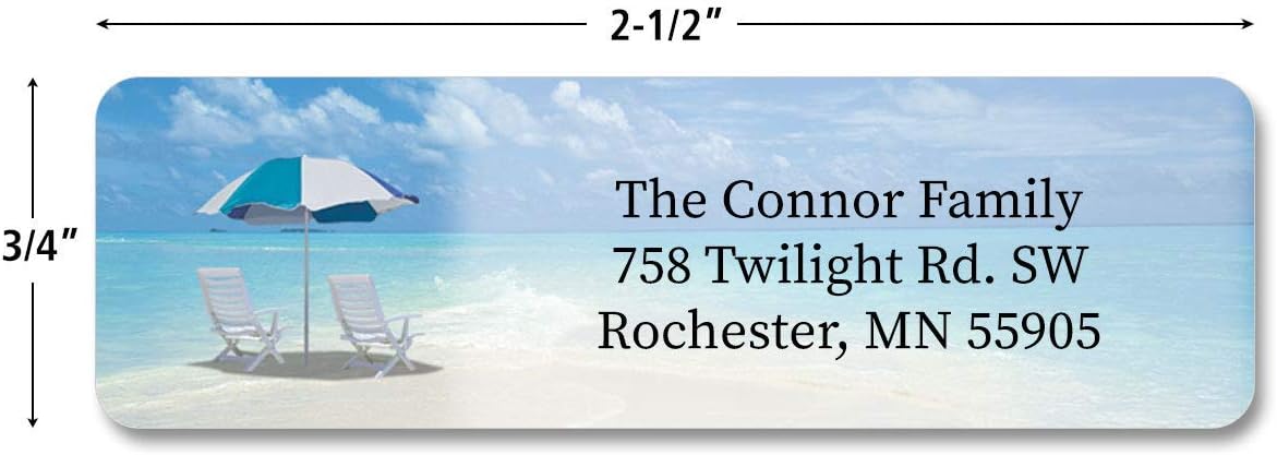 Colorful Images Calm Seas Rolled Personalized Return Address Mailing Labels with Dispenser, Customize with Name & Shipping Address, 500 ¾” x 2½” Self Adhesive, Easy Peel Label Roll