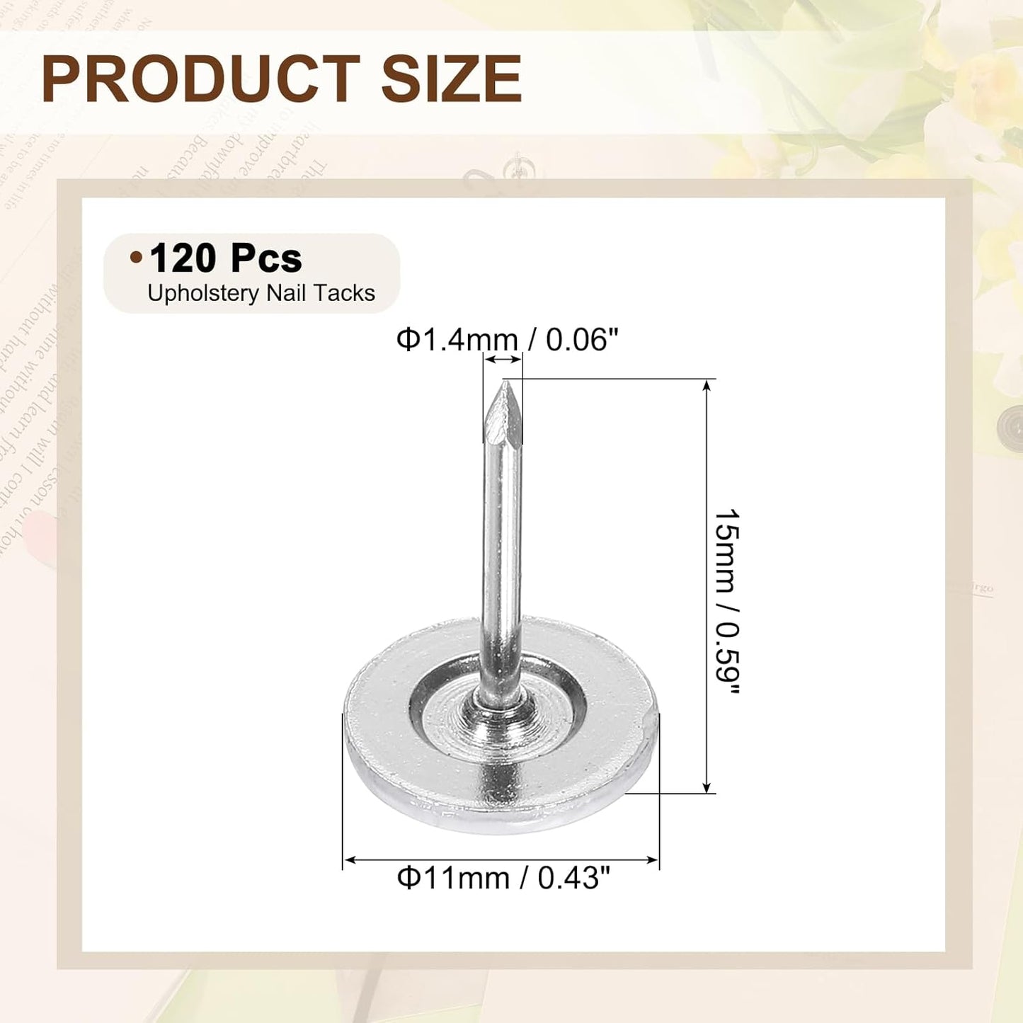 uxcell 120Pcs Push Pins, 11mmx15mm Round Flat Head Decorative Thumb Tacks Upholstery Tacks for Cork Board Office Wall Hangings, White