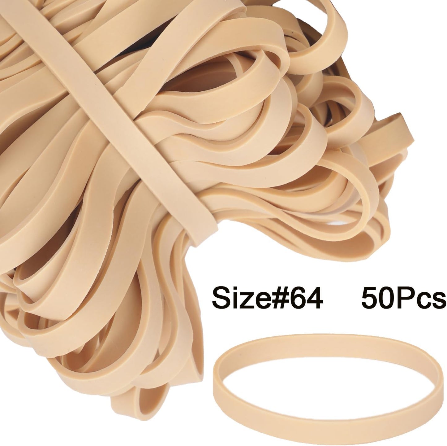 Rubber Bands Size #64, Elastic Band Beige 0.5bl about 110Pcs Wide Rubber Band For Office Home Supplies(3 1/2" x 1/4")