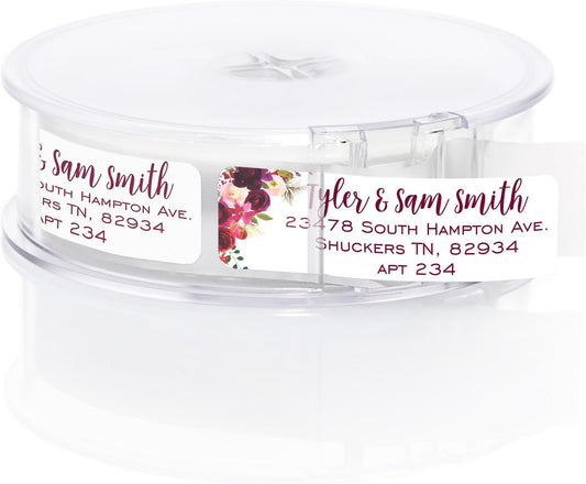 Fall Floral Rolled Address Labels / 250 Personalized Return Address Labels/Designer Address Stickers in Elegant Plastic Dispenser