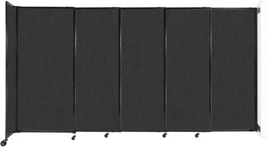 Wall-Mounted Sliding StraightWall Room Divider | Adjustable Widths | Locking Wheels | Room Separator | Up to 11'3" Wide x 6' Tall Black Fabric Panels