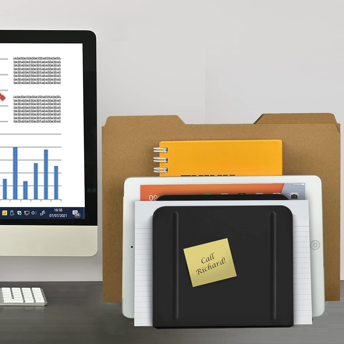 Acrimet 4 Section Vertical Metal File Sorter, Desktop File Organizer, Compact and Efficient Solution for Papers & Folders - Black Color