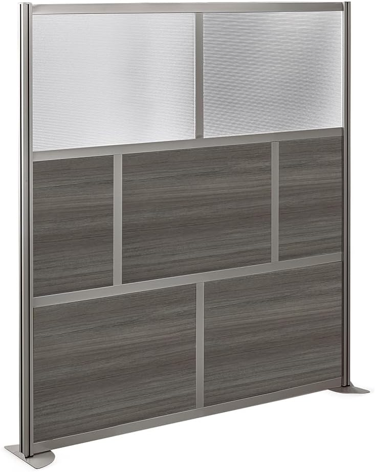 NBF Office Partition Room Divider - 76" H x 72" W Gray, Large Privacy Screen, Portable Partition Wall, Free Standing Office Divider