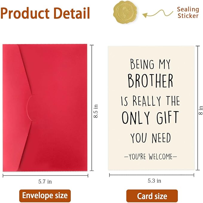 Happy Birthday Card for Brother, To My Brother, Funny Brother Birthday Card, Brother Birthday Gifts from Sister, Humor Bro Bday Gift Cards, Birthday Gifts for Brother