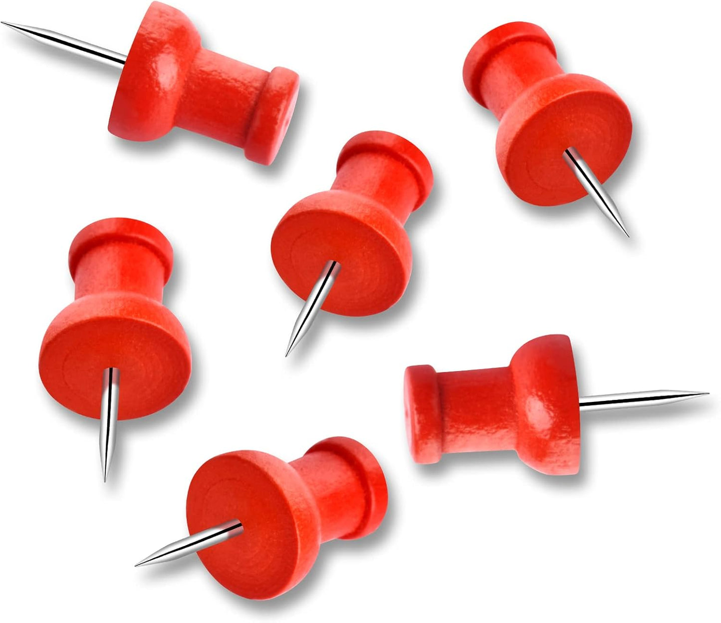 40Pcs Wood Push Pins, Decorative Thumb Tacks, Wooden Pins and Tacks, Cork Board Thumbtacks, Cute Thumbtack for Wall and Bulletin Board, Map Pins