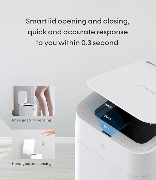 TOWNEW T1S 4.1 Gallon Automatic Self-Sealing and Self-Changing, Motion Sense Activated Trash Can, 2024 Upgrade Smart Garbage Can with Lid for Kitchen Bathroom Office, White