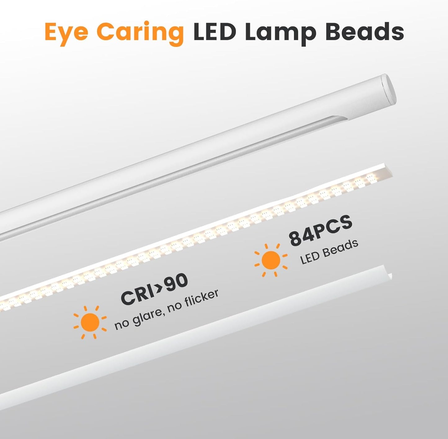 White LED Desk Lamp - Foldable Industrial Desk Light for Home Office, 15W Dimmable Table Lamp for Reading with Base, 4 Color Temps, 16" Eye Caring Metal Desktop Task Lamp for College Dorm Study