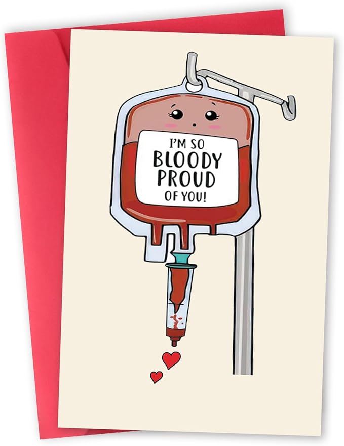 Sweet Medical Card Gift for Nurse Doctor Pharmacy, Funny Medical Graduation Card, Hematologist Card, Cute Blood Card, I'm So Bloody Proud Of You Card