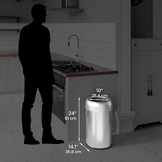 iTouchless 13 Gallon Dual-Deodorizer Trash Can and Recycle Bin Stainless Steel Commercial Grade, Large 10 Inch, Home, Restaurant, Restroom, Office, Open Top, Round