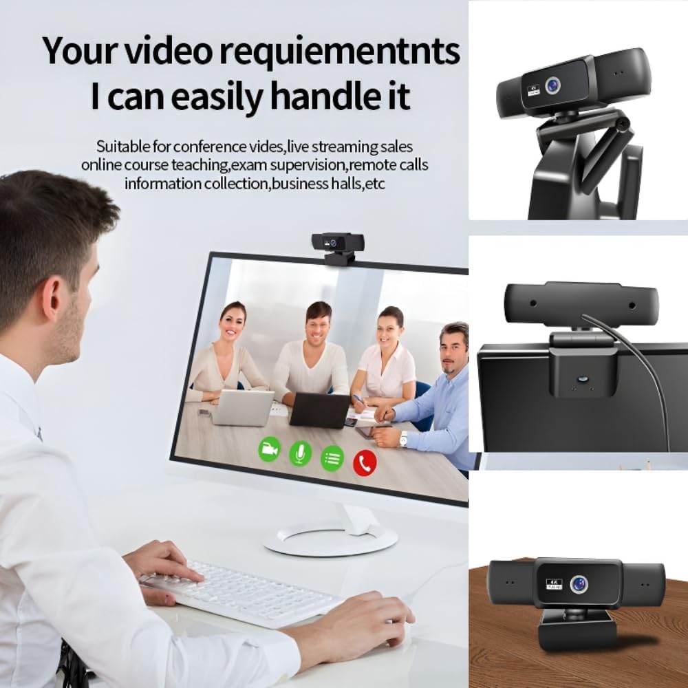1080P Webcam, Compatible with PC/Laptop/Mac, Computer Camera with Low-Light Correction, AI Noise-Canceling Microphone, Adjustable Field of View, Built-in Privacy Shutter, Ideal for Meetings (W10)