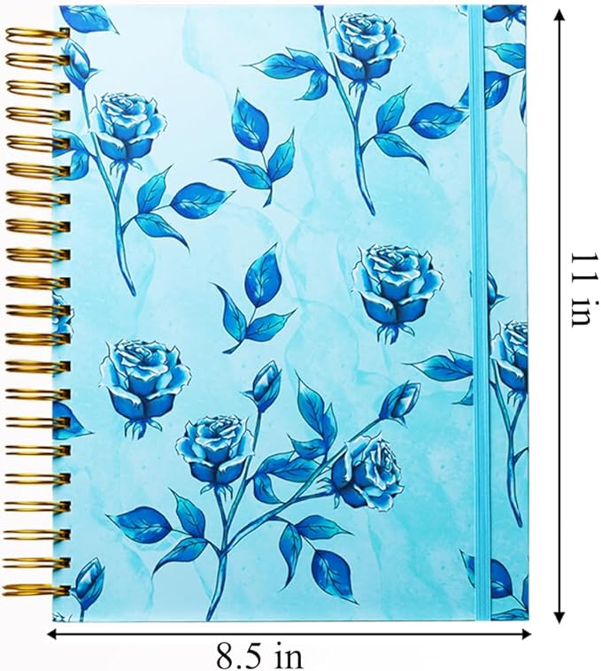 300 Pages Journal 100GSM Pages 3 Pockets Thick Superhard Cover Spiral Notebook for Women 8.5x11 Spiral Journal for Women Large Notebook for Women Cute Notebook Floral Journal Gift