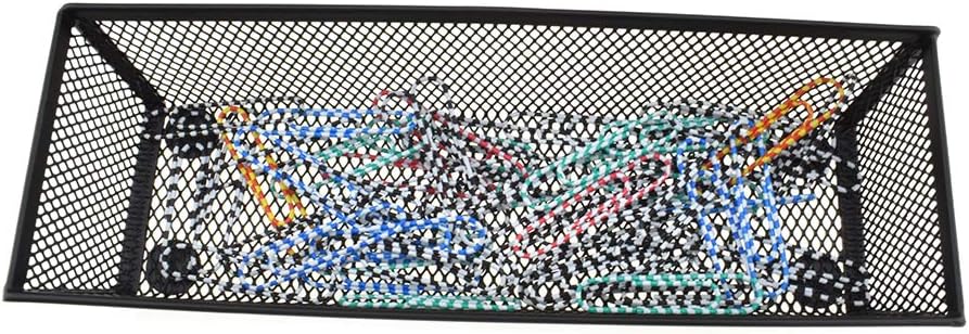 HAHIYO Stackable Mesh Tray Cup 9 x 3 x 2 inches Sturdy Container for Desk Drawer Organizer Collection for Home Office School kitchen Soft Foam Feet No Sharp Edges 2 Pack Black