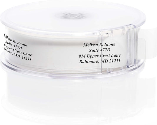 Clear Personalized Return Address Labels with Elegant Dispenser - Roll of 250 Custom See Through Transparent Stickers