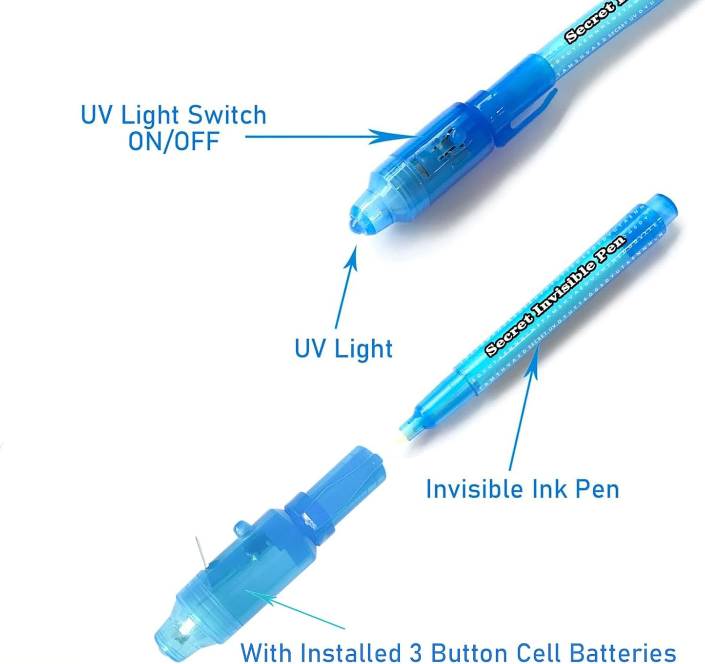 SCStyle Invisible Ink Pen 10Pcs with UV Light Magic Marker for Secret Messages, Writing Information for Birthdays, Easter, Halloween, Christmas Gifts for Students