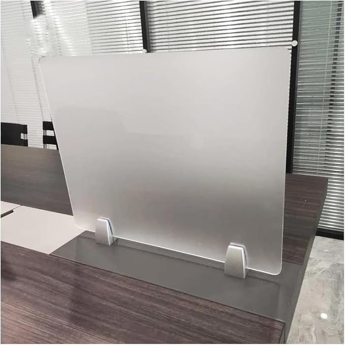 4PCS Desk Dividers Office Partitions, Privacy Desk Panel Protective, Frosted Acrylic Plexiglass Shield with Clamps for Offices Schools Call Centers - 23.6”L X15.8”W