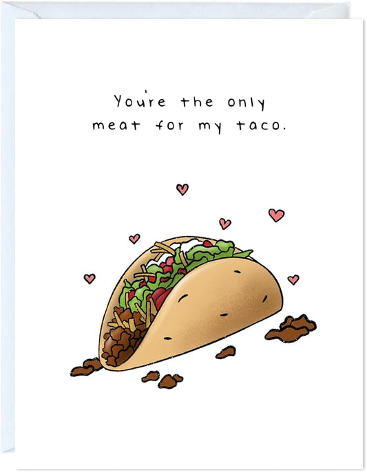 ALY LOU Naughty Anniversary Card, Mexican Anniversary for Boyfriend Husband, Funny Birthday for Him Her, Sarcastic Adult for Wife Girlfriend, Dirty Greeting Card (Meat For My Taco)