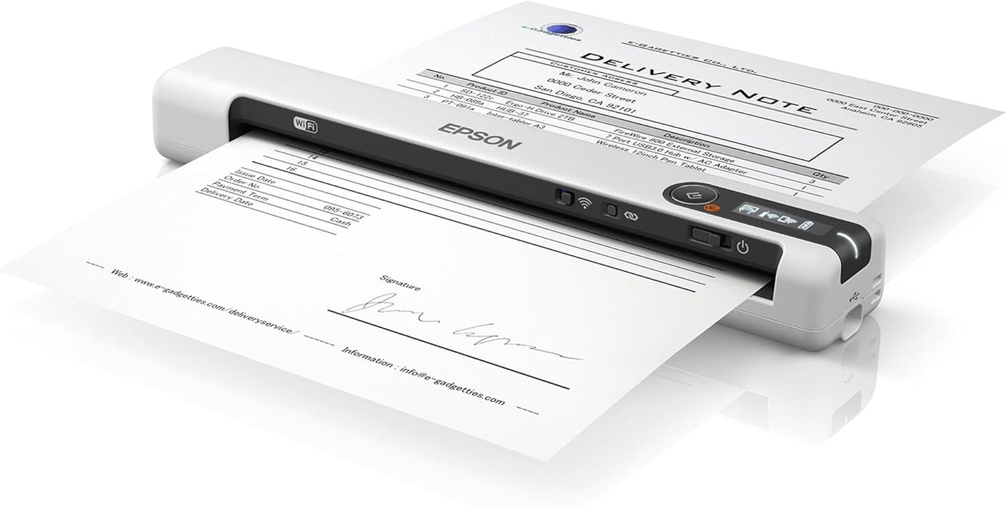 Epson DS-80W Wireless Portable Sheet-fed Document Scanner for PC and Mac
