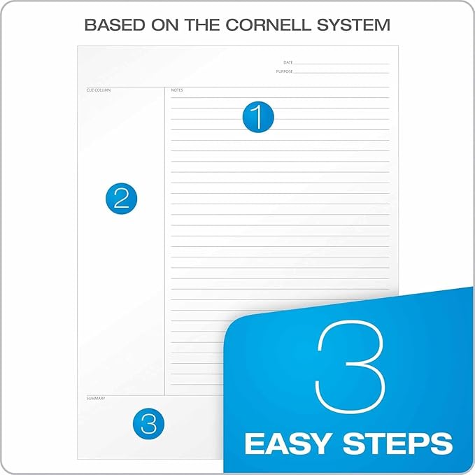 Tops Oxford Focusnotes Legal Pad - Cornell Notepad for Note Taking - 8-1/2" X 11-3/4"- Pack of 3 Notepads For Work - 50 Sheets