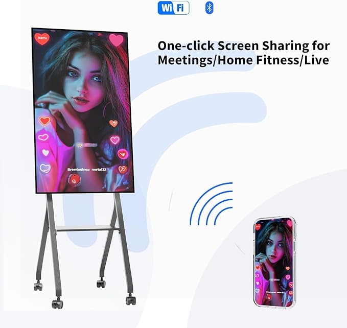 TIBURN FLIP HUB 55" S2 Android 13.0 4K UHD Rotating Smart Board | Digital whiteboard, Ideal for Hybrid Work, Interative Conference and Classroom Electronic Presentation Board with Flip Mobile Stand