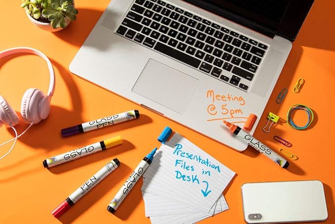 Glass Pen Window Marker: Liquid Chalk Markers for Glass, Car Marker or Mirror Pen with Washable Paint - Car Windows, Storefront Window, Wedding, Parade, Party & Holiday Decorations (White, Fine Tip)