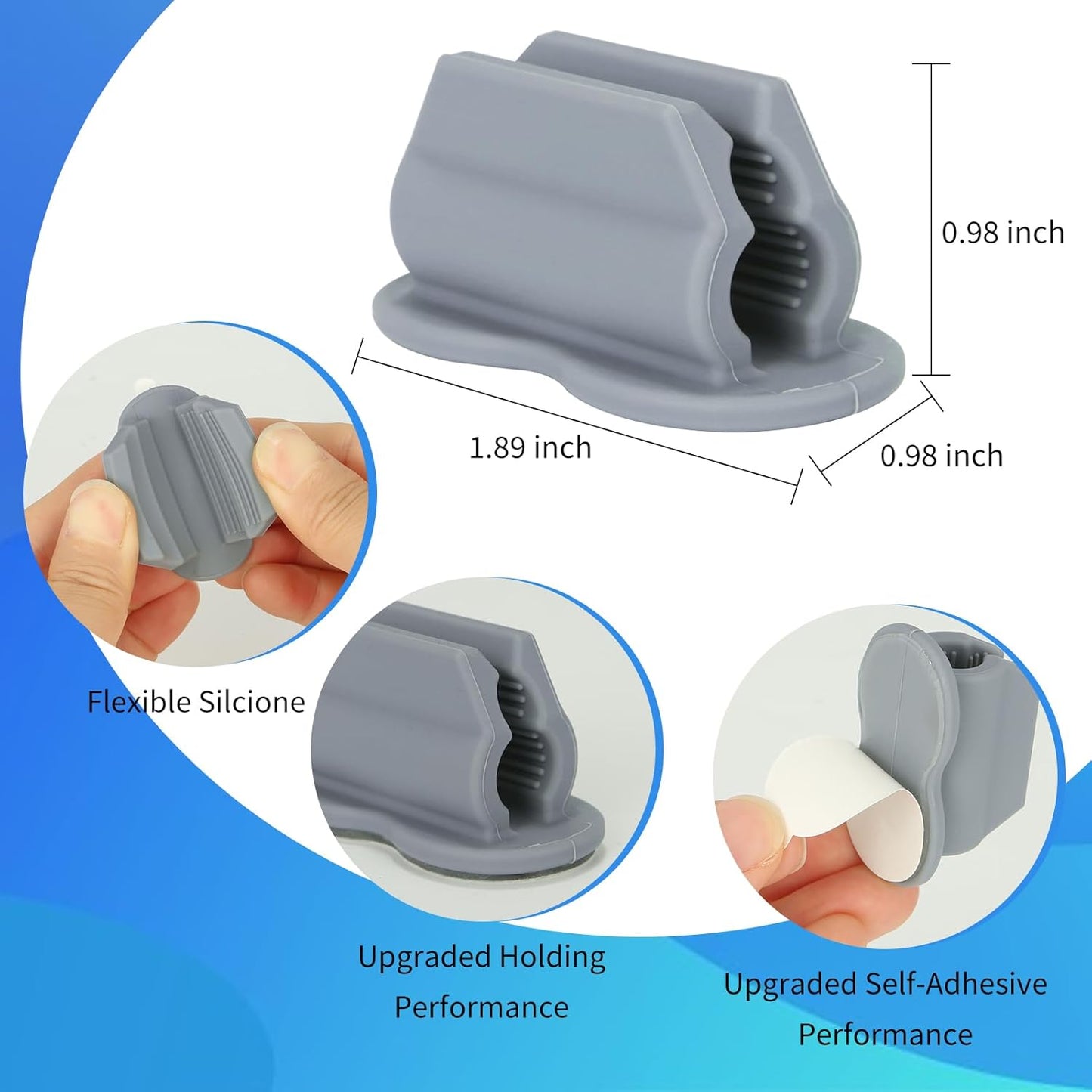 12PCS Pen Holder for Desk, Upgraded Adhesive Pen Pencil Holder for Desk Wall Clipboard Car Silicone Pens Markers Pencils Organizer Teacher Supplies Office Supplies (12PCS Gray)