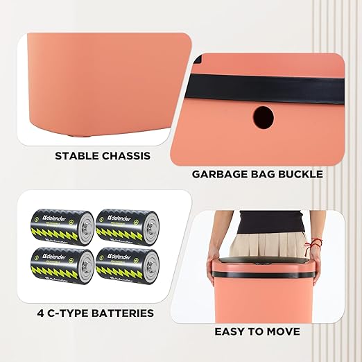 PayLessHere 13 Gallon Trash Can Kitchen Trash Can Automatic Garbage Can with Lid Touch Free High-Capacity Motion Sensor for Kitchen Bedroom Bathroom Office Wateproof Trash Bin (2, Pink)