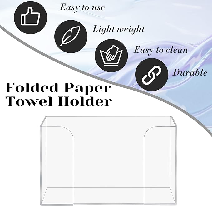 Deekin 4 Pcs Acrylic Paper Towel Dispenser Countertop Paper Towel Holder, Clear Trifold Guest Napkin Dispenser for Z-fold, C-fold or Multifold paper holder for Bathroom Toilet and Kitchen